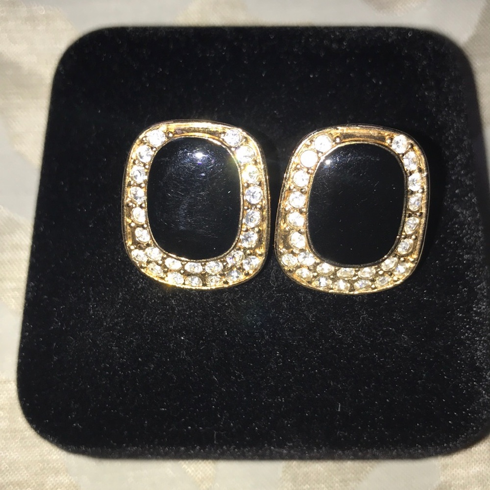 Onyx and CZ earrings goldstone Screams yurman